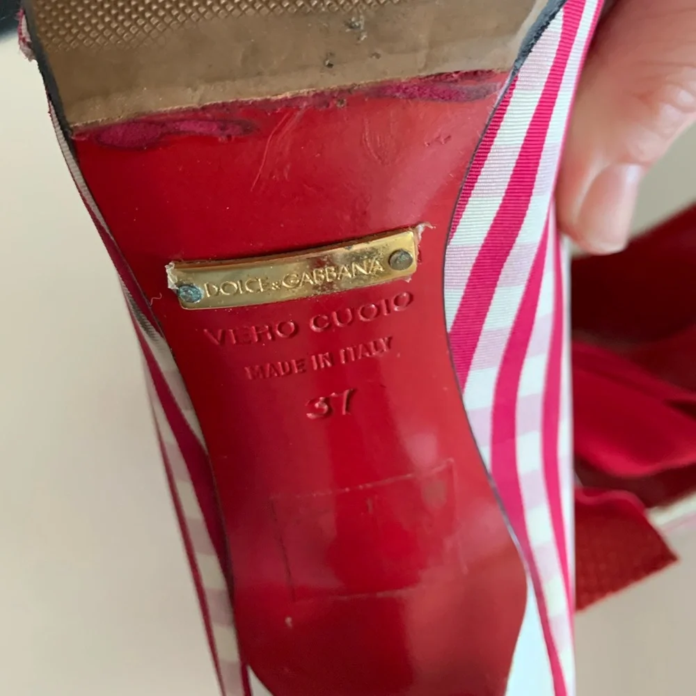 DOLCE & GABBANA Shoes Red Checkered with Bow size 37 - Picture 9 of 14
